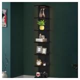 VIWODS 7-Tier Black LED Wall Shelf 9.4x8.1x59.4