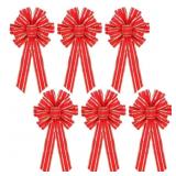 RoseCraft Velvet RedGold Christmas Bows 6PC 9x13