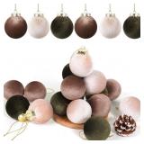 EINSZ Flocked Christmas Balls 3.15in 16ct