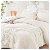 HYMOKEGE Ivory Cal King Seersucker Comforter Set 7