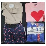 Women's size X-Large coat, dresses and sweater.