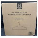 50pk. Heavy Duty Adult Velvet Hangers, Black