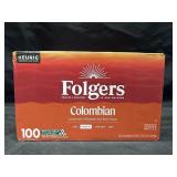 100 Folgers Colombian medium roast coffee K-Cup