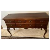 7 drawer console table, Queen Anne legs,
