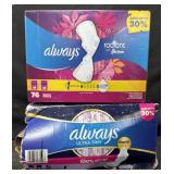 76ct. Box of Always Radiant Size 1 Pads