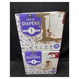 2- 176ct. Boxes of Premium Size 1 Diapers