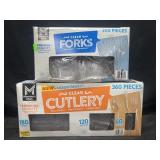 360 assorted clear cutlery & 300 clear plastic