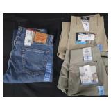 Men's size 32x30 Levi's jeans and size 32 shorts.