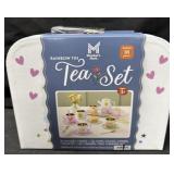 18pc. Rainbow Tin Tea Set