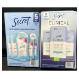 5- 2.4oz. Sticks of Secret Deodorant