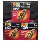 3- 30ct. Boxes of Kind Chewy Chocolate Chip