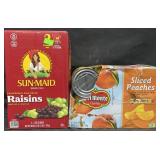 2-1.875 lb bags of Sun-Maid raisins & 6-15oz cans