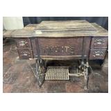 Antique White Rotary sewing machine and cabinet,