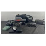 RCA VHS Camcorder and vintage cameras, with