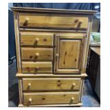 Pine armoire with 6 drawers and one cabinet door,