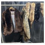 2 ladies faux fur coats & 4 stoles
