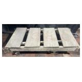 Antique primitive farm sled, cast iron wheels,