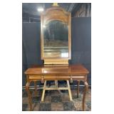 Wooden 2 drawer desk and wall mirror, desk: 40ï¿½ x