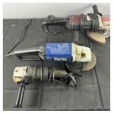 3 angle grinders, Craftsman, Clarke & Metabo
