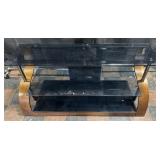 Bellï¿½O wood and glass TV stand, 51ï¿½ x 18ï¿½ x 24ï¿½