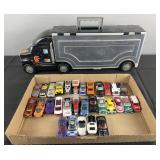30 vintage toy cars, tractor and semi transport
