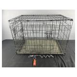 Collapsible dog crate and tie-out stake, 30ï¿½ x