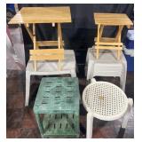 9 outdoor tables, 2 wooden folding, set of 4