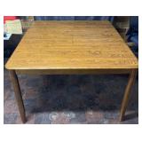 Oak bar height table with interior fold out leaf,