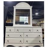 Wooden dresser & mirror, 7 drawer, mirror with