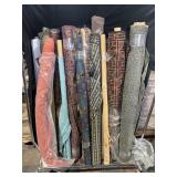 13 bolts of fabric, various colors & designs,