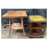 2 vintage side tables, one with carved legs & one