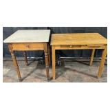 Vintage stone top table & childï¿½s desk with