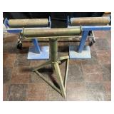 3 industrial material support roller stands,