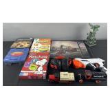 Group of coin banks, games and more