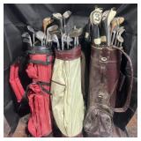 3 sets of golf clubs, irons including Dunlop,