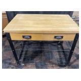 Kitchen island with butcher block top, 2 drawers,