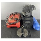 3 gal. Marine gas tank, 2 battery boxes, anchor &