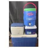 3 coolers and 2 gallon insulated beverage cooler