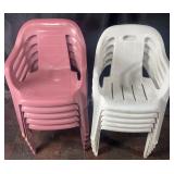 10 plastic outdoor chairs, set of 5 white and set