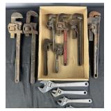 Group of pipe & crescent wrenches