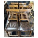 Set of 6 wooden barstools with faux leather