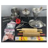 Group of kitchenware: rolling pins, vintage
