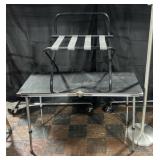 Collapsible folding table, luggage rack and hall