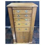 Oak jewelry cabinet with 5 drawers, 2 cabinet