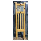 Oak hall tree with mirror, one hook broken, 18ï¿½ x