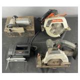 2 jig saws & 2 circular saws, cordless has no