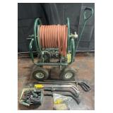 Portable hose reel cart with a collection of