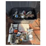 Group of nuts, bolts, automotive tools, garage