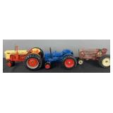 3 toy tractors: Case 800, Fordson Super Major &