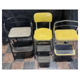 2 vintage step stools and kitchen chair with